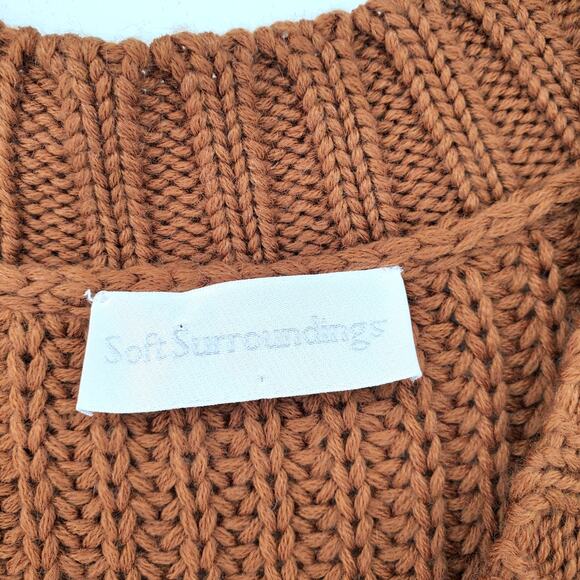 Soft Surroundings Womens PM Wool City Sweater Dress Brown Double Button Tunic - Picture 6 of 11